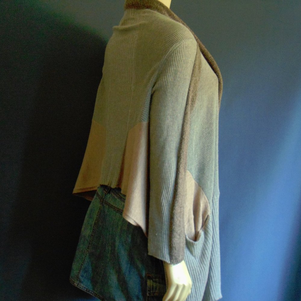Sparrow Hi Lo Patchwork Open Cardigan PL - Picture 6 of 9